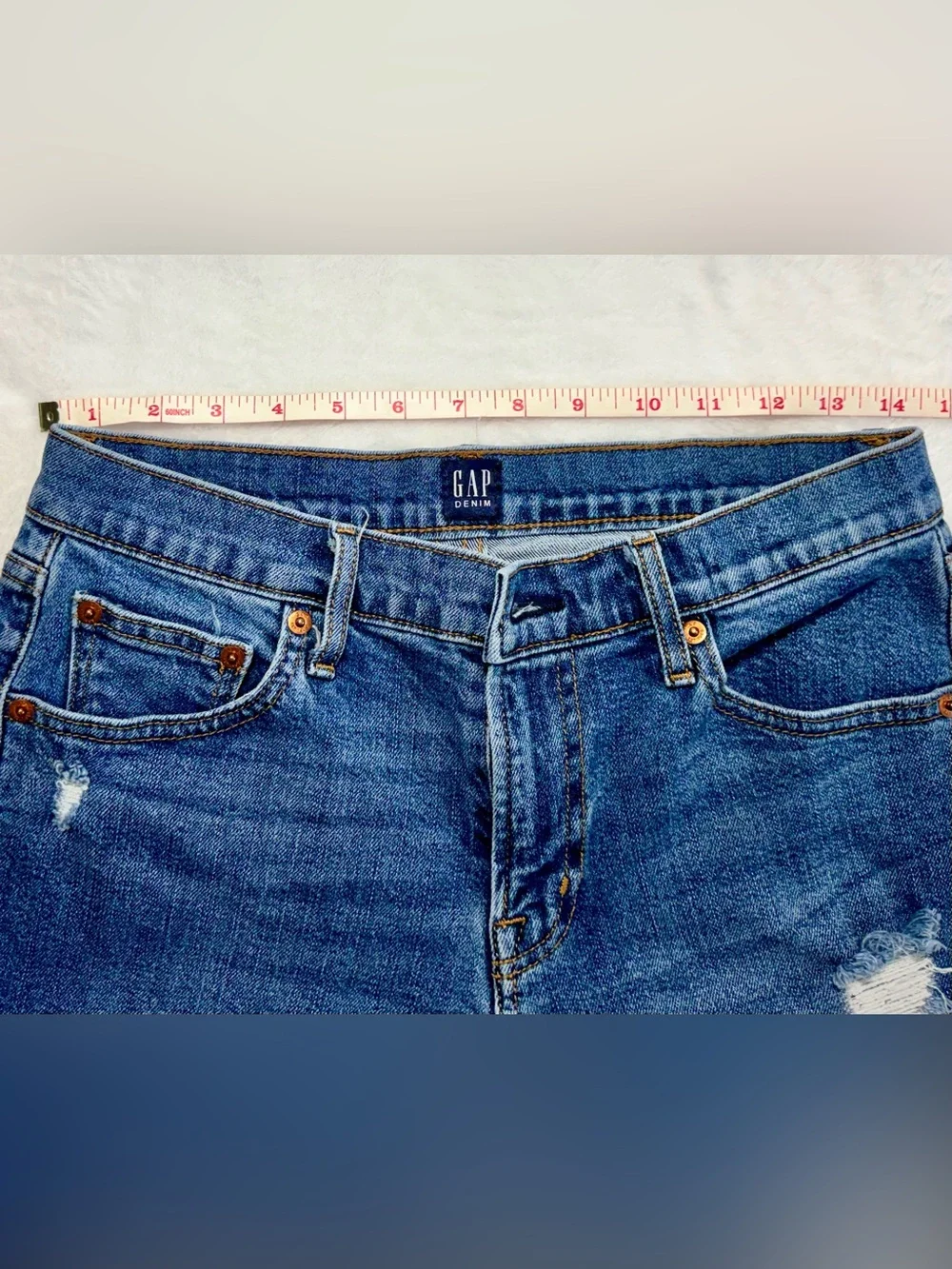 Gap Denim Mid Rise Cuffed Blue Denim Bermuda/Midi Shorts